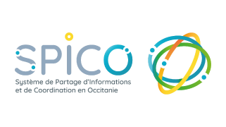 Représentation du logo SPICO (Système de Partage d'Informations et de Coordination en Occitanie). Ce logo accompagne l'encart qui permet d'aller voir plus de ressources sur le site du groupe e-santé Occitanie.