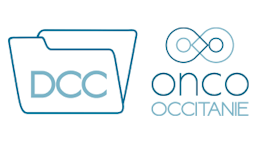 Image d'un dossier numérique avec écrit DCC et à droite le logo d'Onco Occitanie