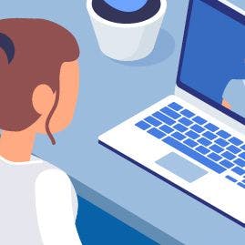Illustration qui représente une utilisatrice devant son ordinateur.